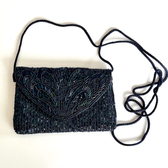 Vintage Morgan Taylor Blue Beaded  Evening Bag - Picture 2 of 5